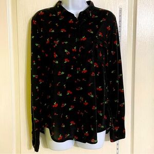 Love Potion Collared Shirt with Cherry Print